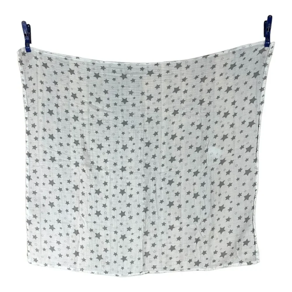 Hip Hop Panda Gray Stars Muslin Swaddle Baby Blanket